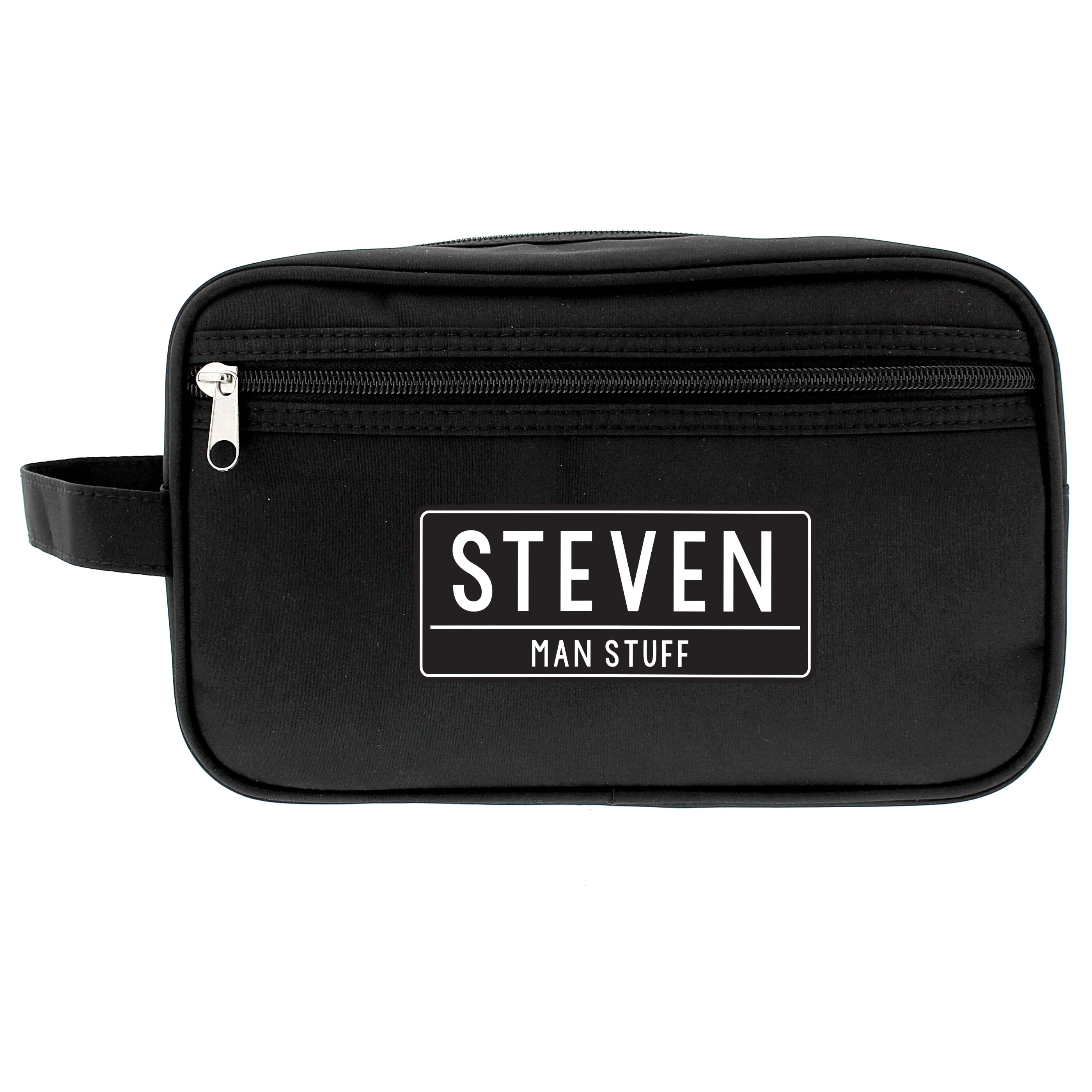 Personalised Free Text Black Toiletry Bag