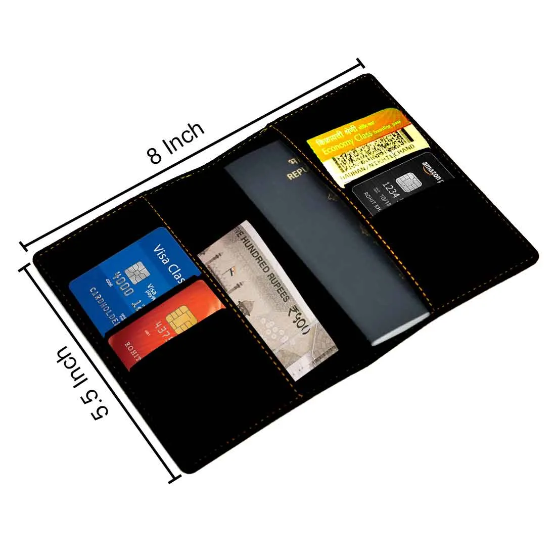 Personalised Travel Wallet Pu Leather Passport Cover - Name Box