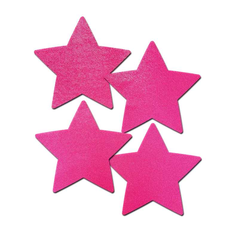 Petites: Two-Pair of Small Neon Pink (backlight reactive) Star Nipple Pasties