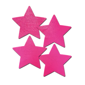 Petites: Two-Pair of Small Neon Pink (backlight reactive) Star Nipple Pasties