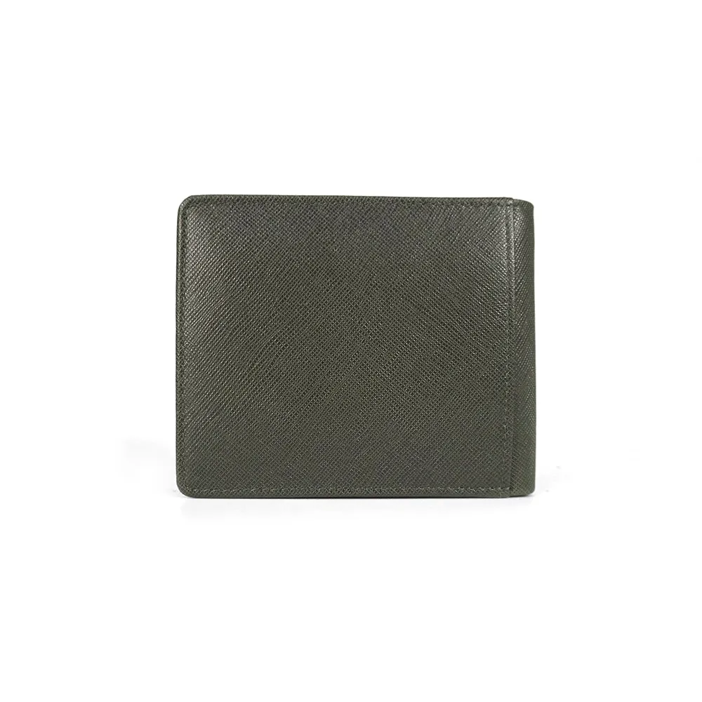 Picard Saffiano Men's Bifold Leather Wallet with Centre Flap (Military Green)