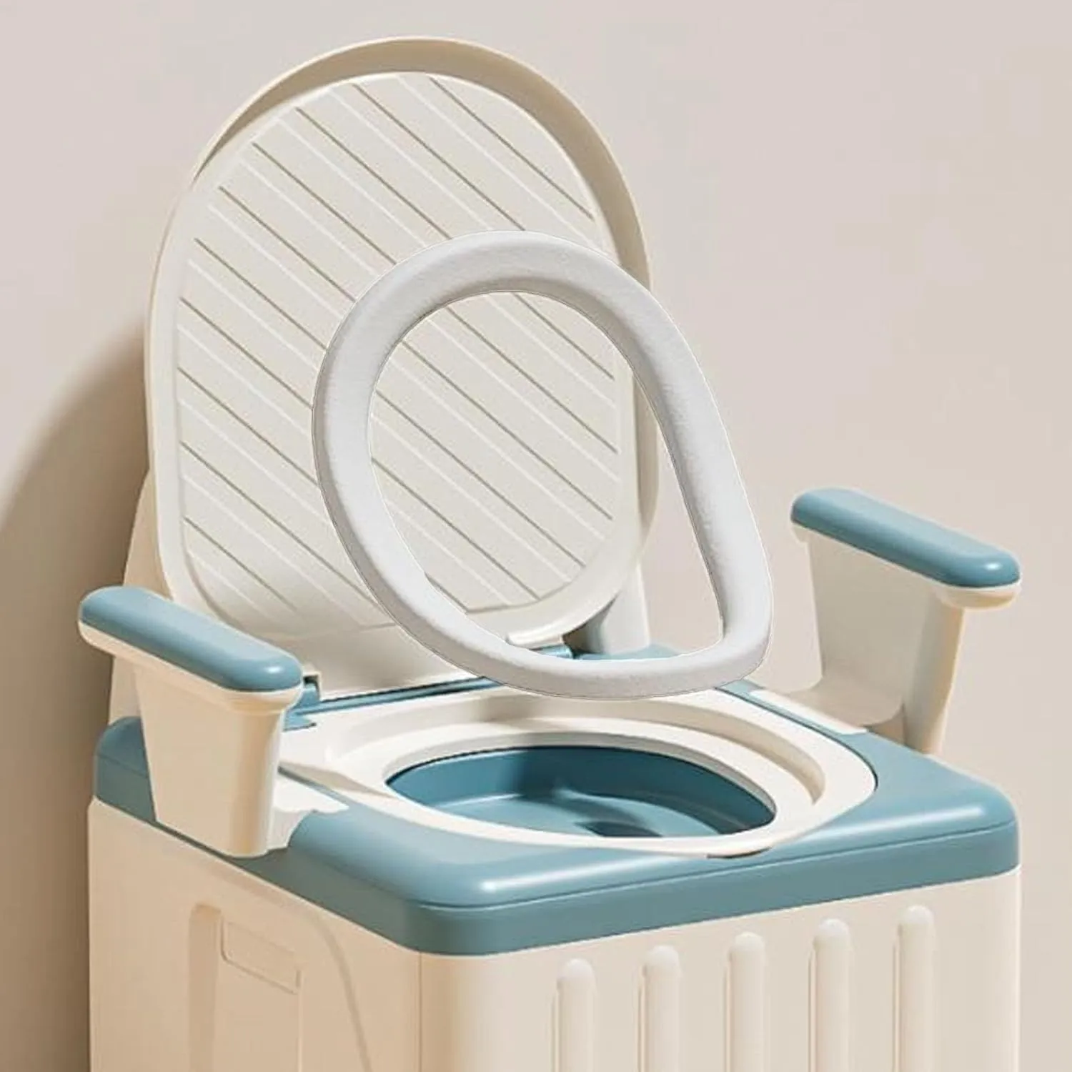 Portable Bedside Commode Toilet with Armrest – Foldable Raised Toilet Seat for Seniors & Adults