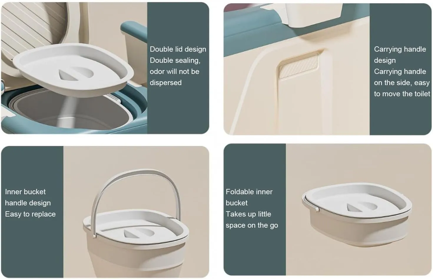 Portable Bedside Commode Toilet with Armrest – Foldable Raised Toilet Seat for Seniors & Adults