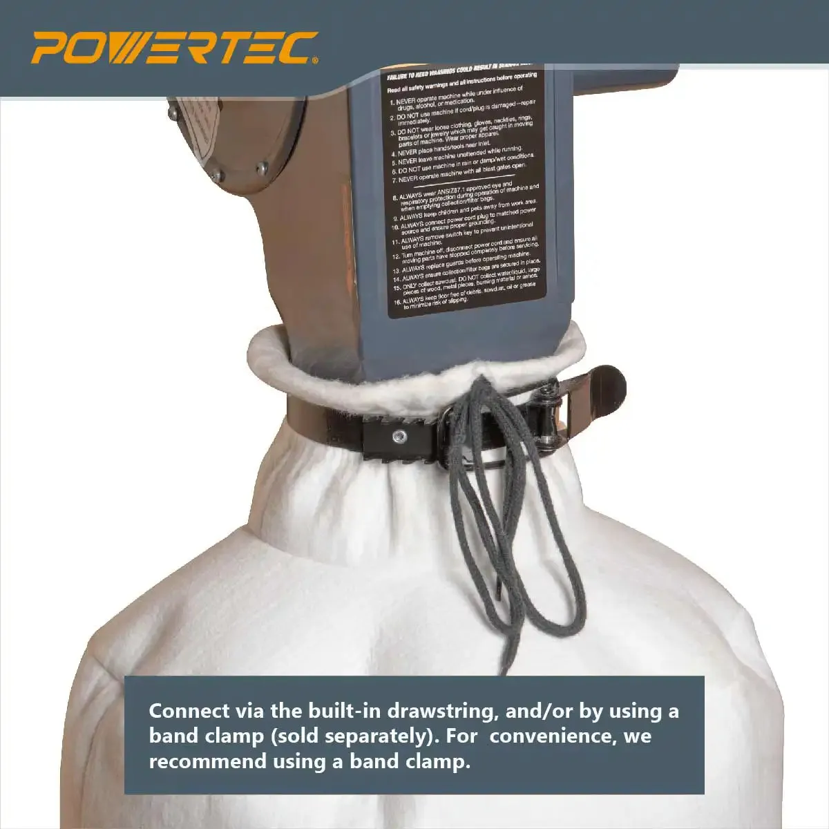 POWERTEC 1 Micron Dust Filter Bag for Wall Mount Dust Collectors