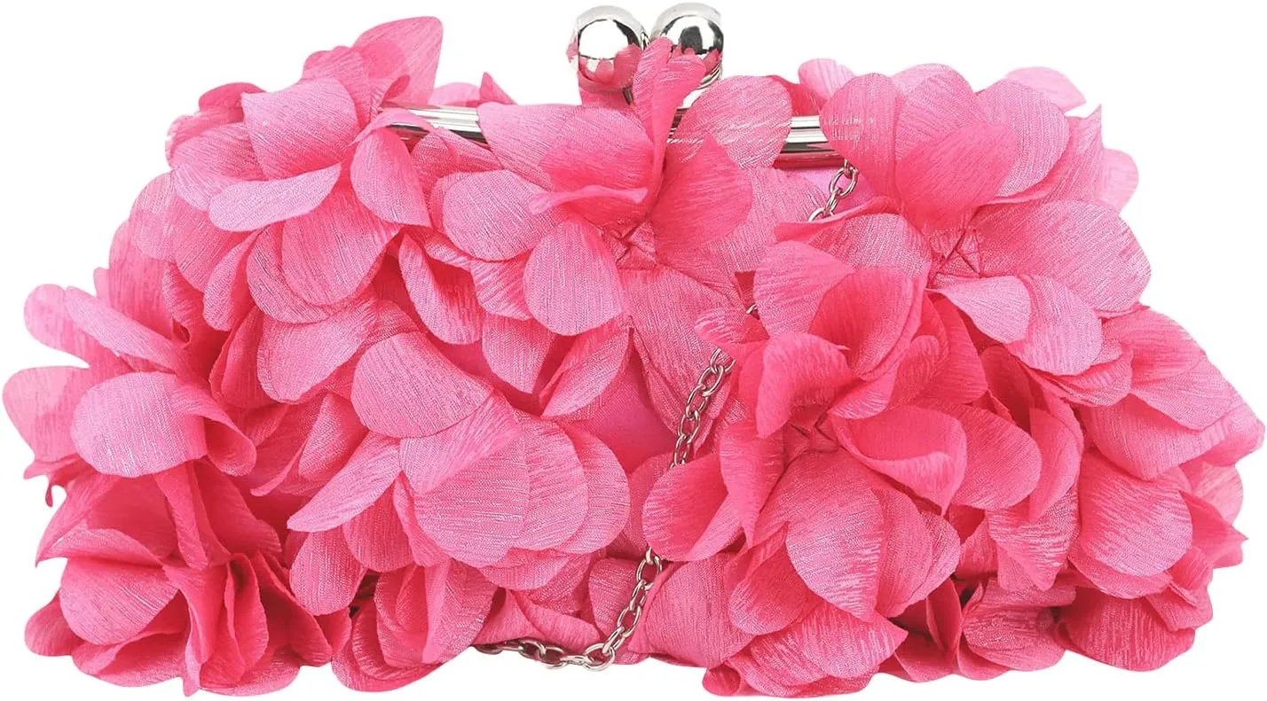 Pretty Floral Applique Purple Clutch Style Evening Bag