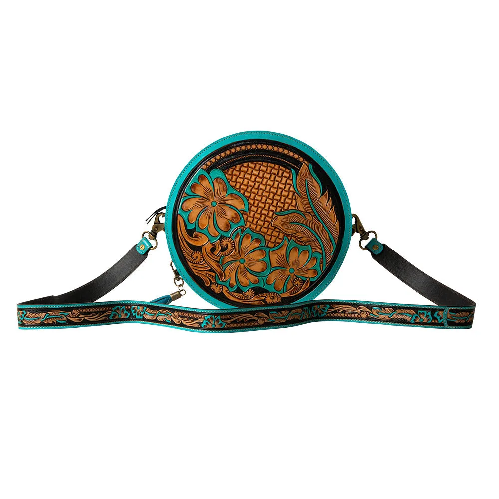 Priceless Love Hand-Tooled Round Bag