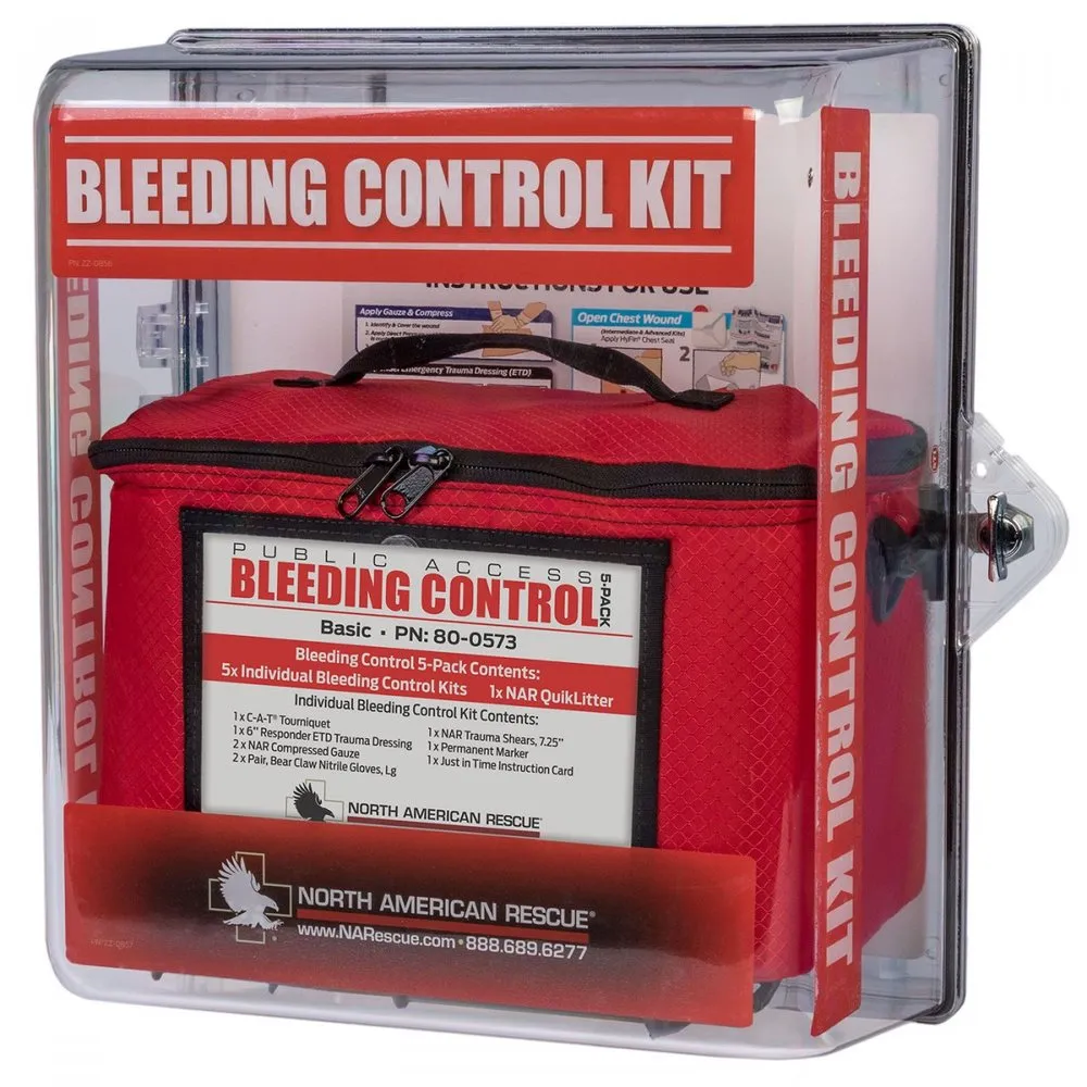 PUBLIC ACCESS BLEEDING CONTROL STATIONS - 5-PACK VACUUM SEALED