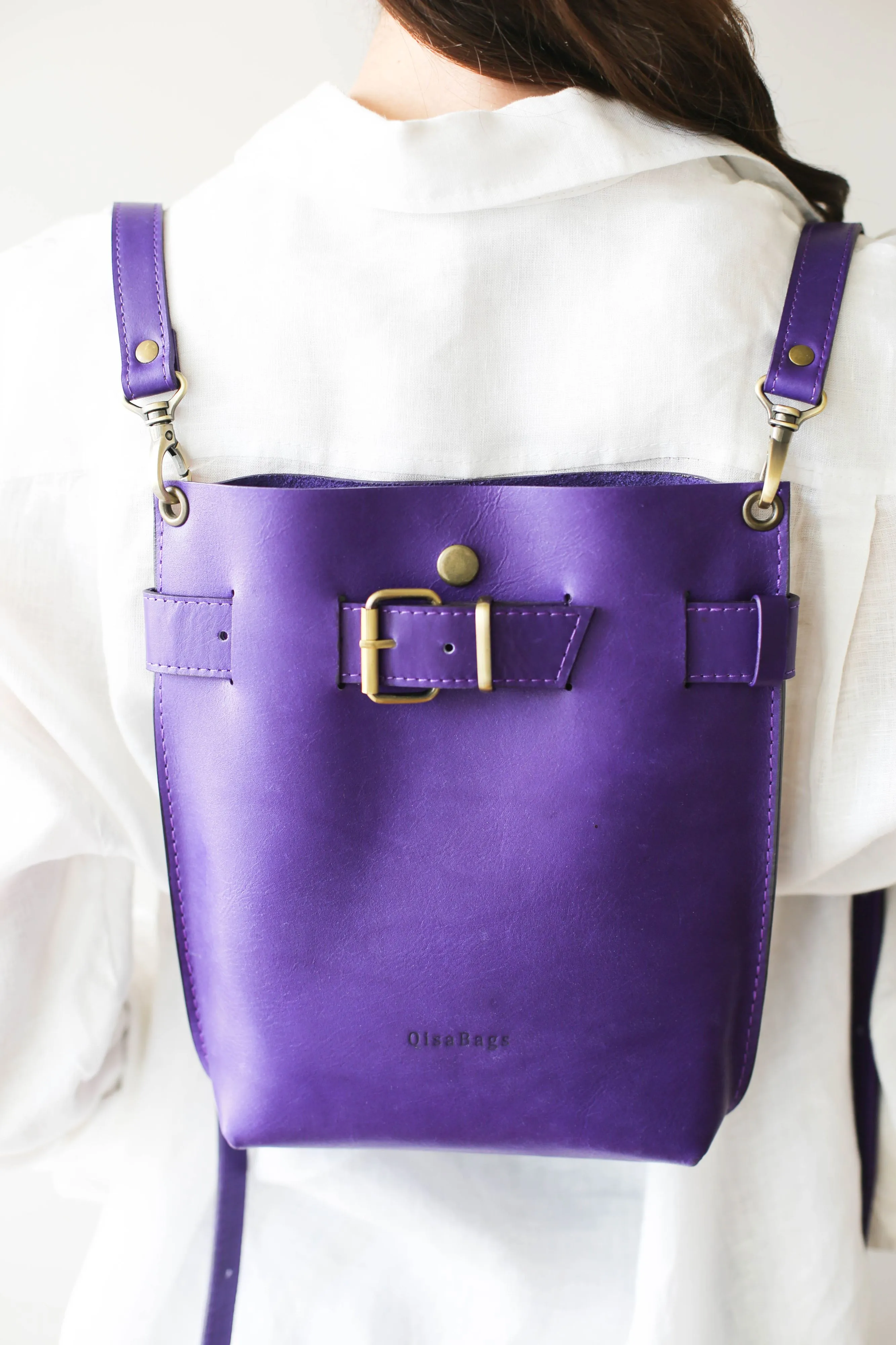 Purple Small Leather Bag