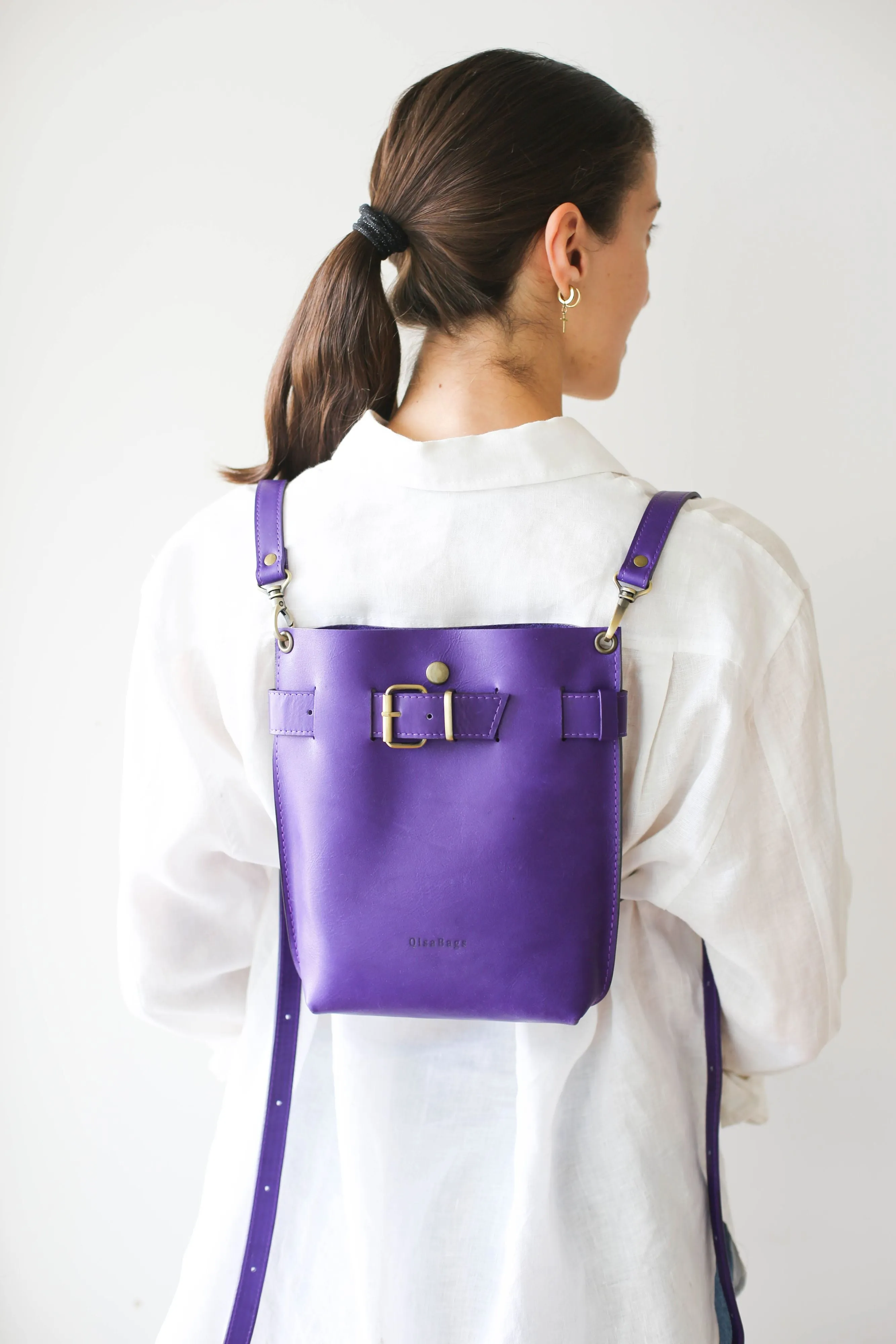 Purple Small Leather Bag