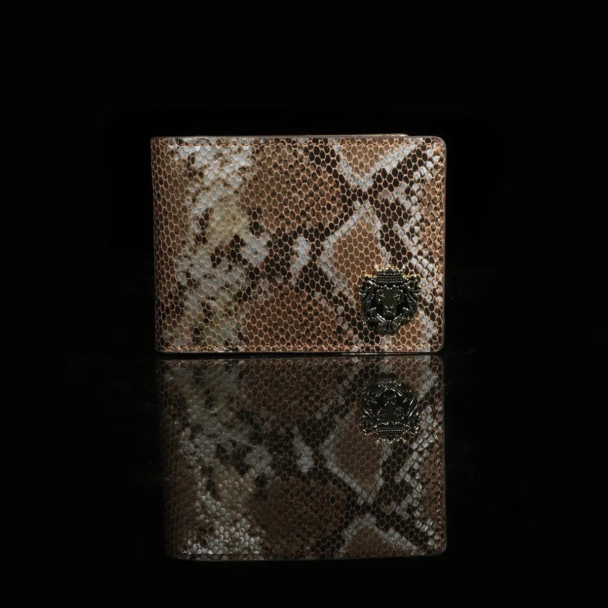 Python Snake Skin Textured Leather Bi-Fold Wallet