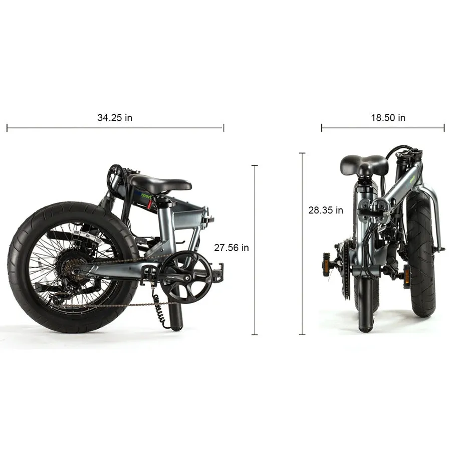 Qualisports Beluga - Fat Tire Folding E-Bike with Hub Motor - Top Speed 20mph - 500W