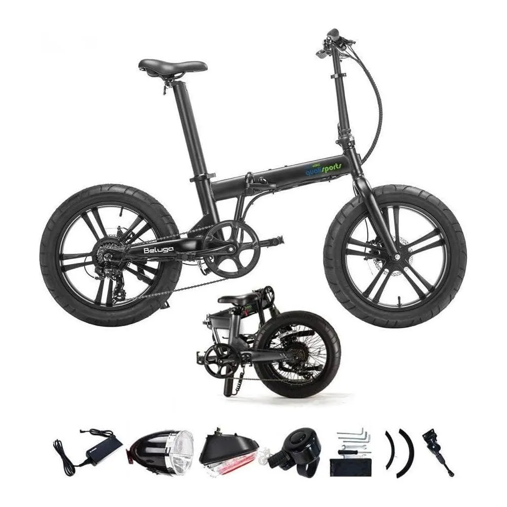 QUALISPORTS, BELUGA, Folding Fat Tire Mini Ebike - 500 Watt, 48V