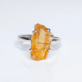 Raw Yellow Sapphire Crystal Birthstone Ring