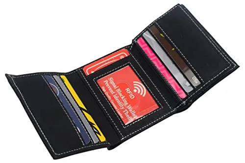 Real Vintage Leather Wallets for Men - RFID Blocking Classic Trifold Wallet with Card Slots