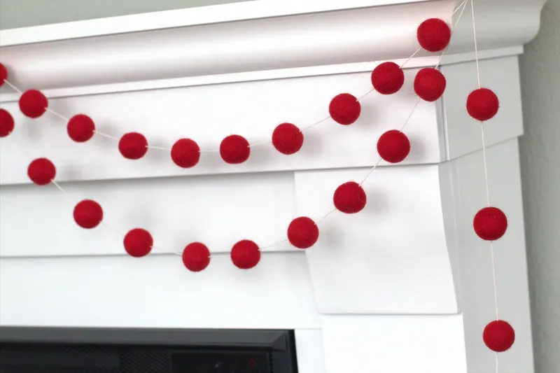 Red Felt Ball Garland- Christmas, Valentine's