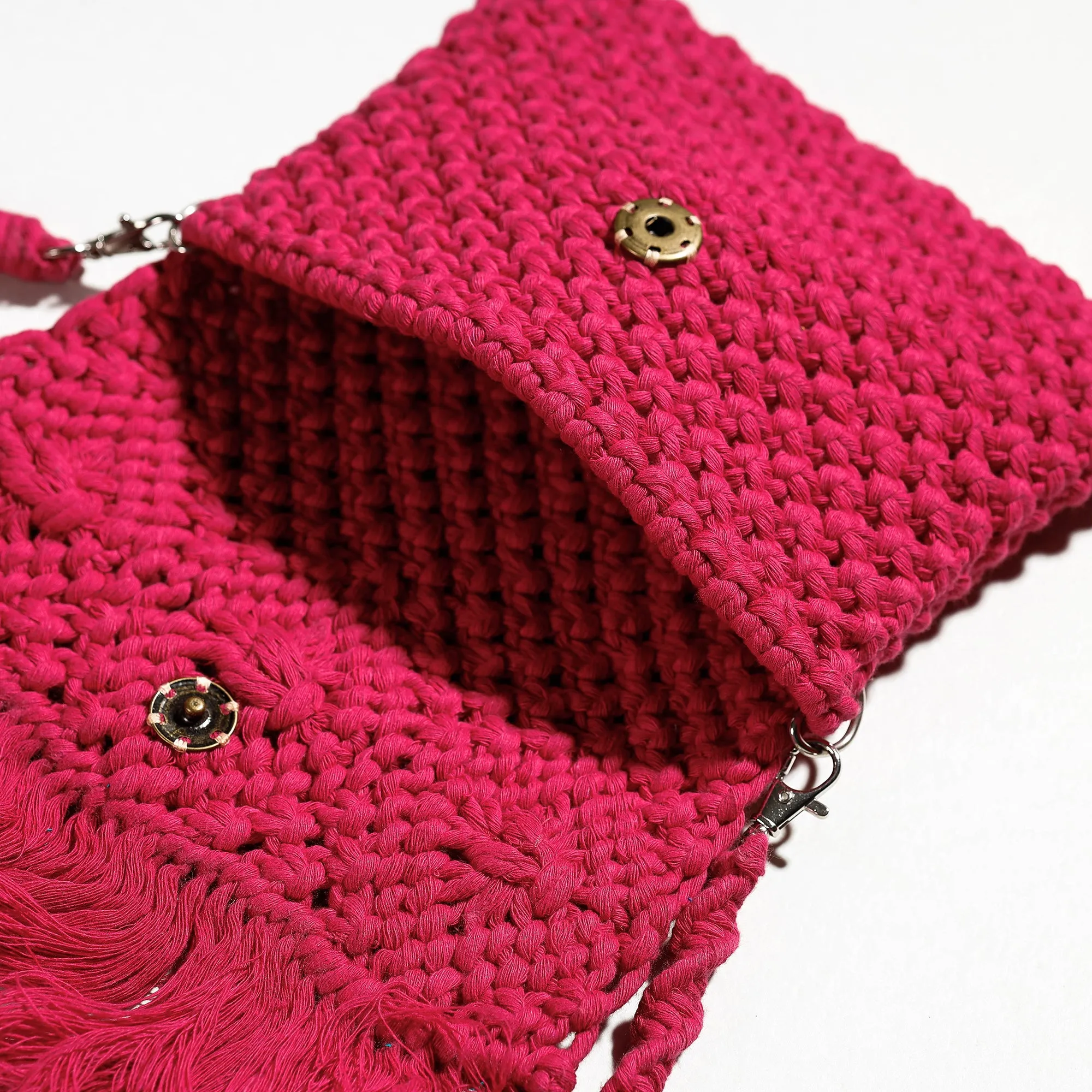 Red - Thread & Shell Work Handcrafted Macrame Sling Bag