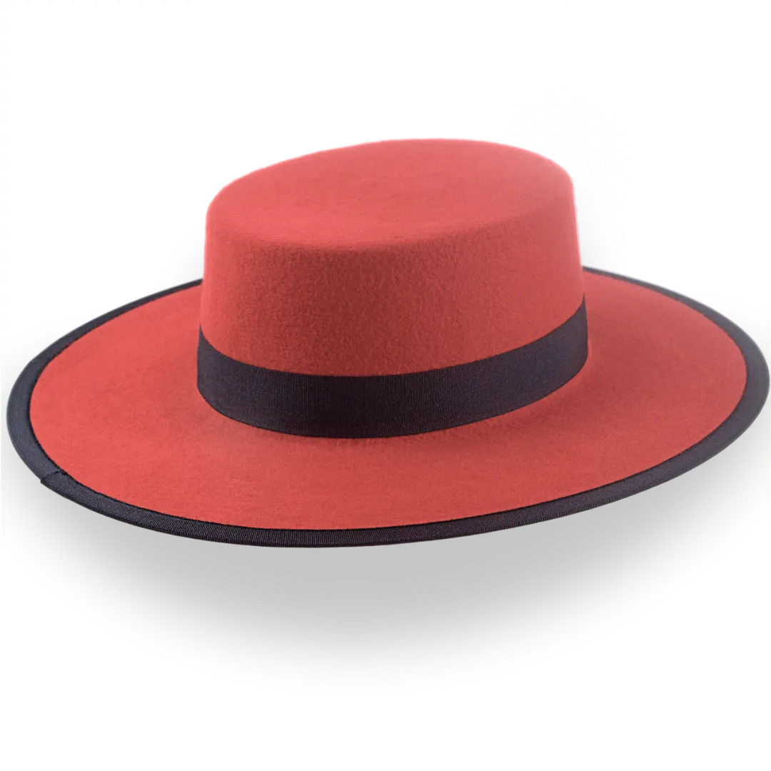 Red Western Hat with Flat Top in Premium Wool Felt | The Bolero