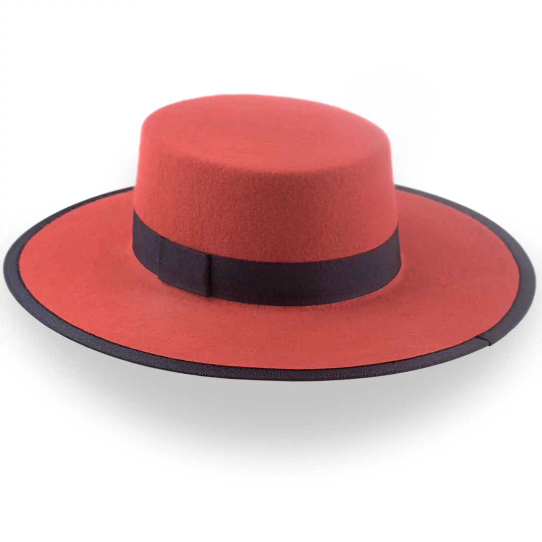 Red Western Hat with Flat Top in Premium Wool Felt | The Bolero