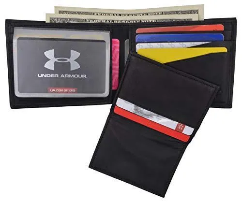 RFID Cow Napa Leather Bifold Wallet With Removable 2 ID Windows & Card Holder