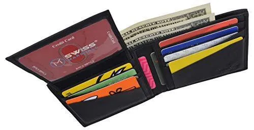 RFID Cow Napa Leather Bifold Wallet With Removable 2 ID Windows & Card Holder