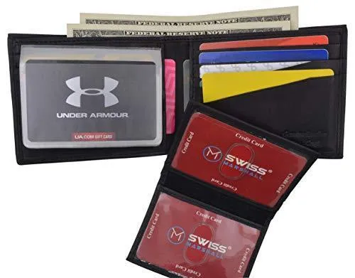 RFID Cow Napa Leather Bifold Wallet With Removable 2 ID Windows & Card Holder