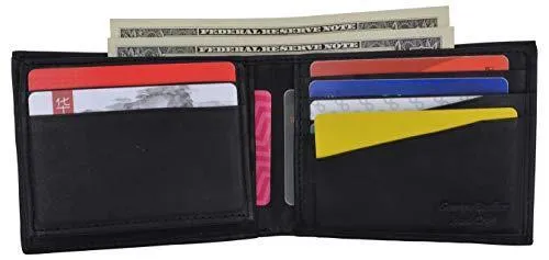 RFID Cow Napa Leather Bifold Wallet With Removable 2 ID Windows & Card Holder