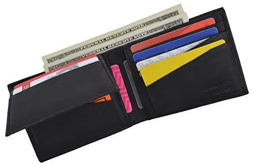 RFID Cow Napa Leather Bifold Wallet With Removable 2 ID Windows & Card Holder