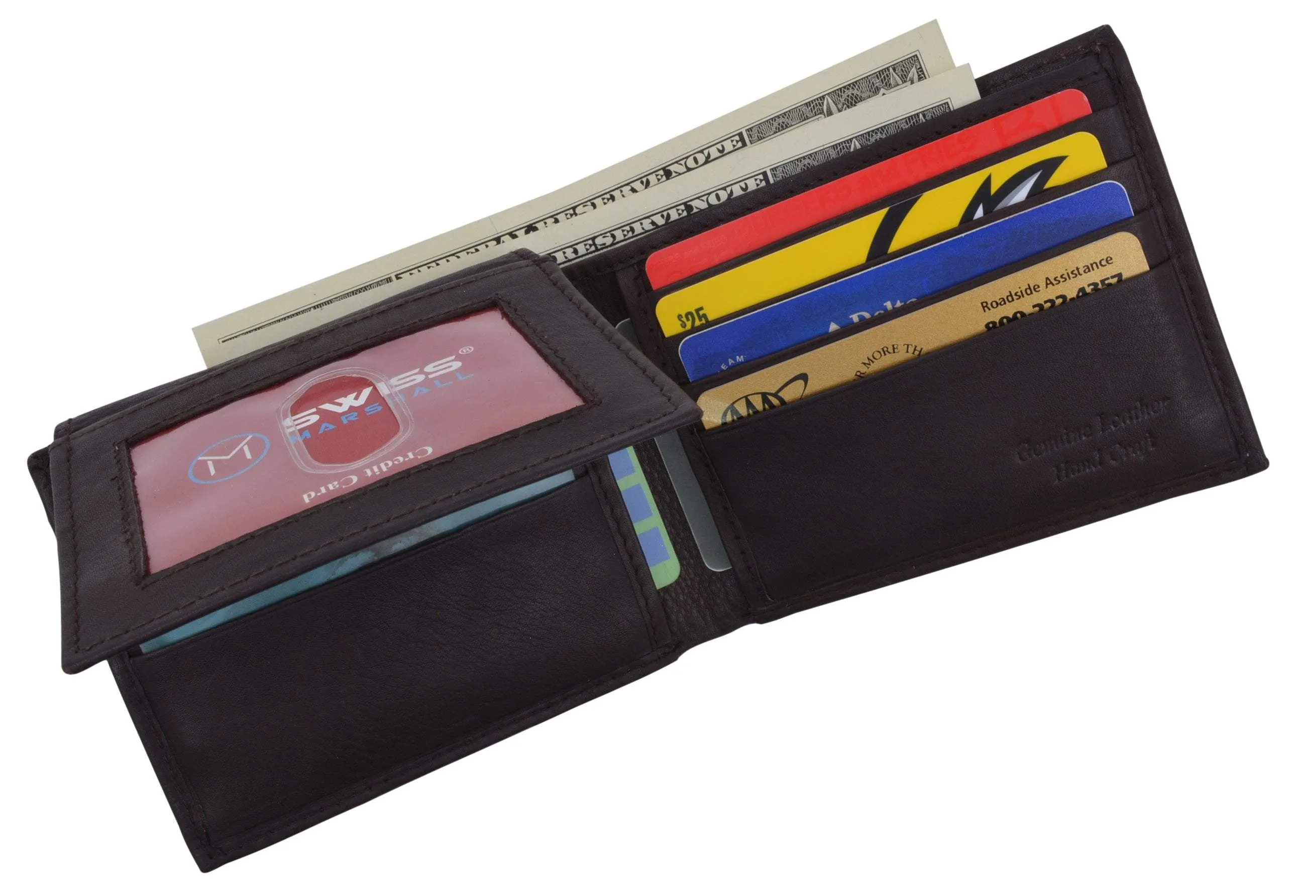 RFID Cow Napa Leather Bifold Wallet With Removable 2 ID Windows & Card Holder