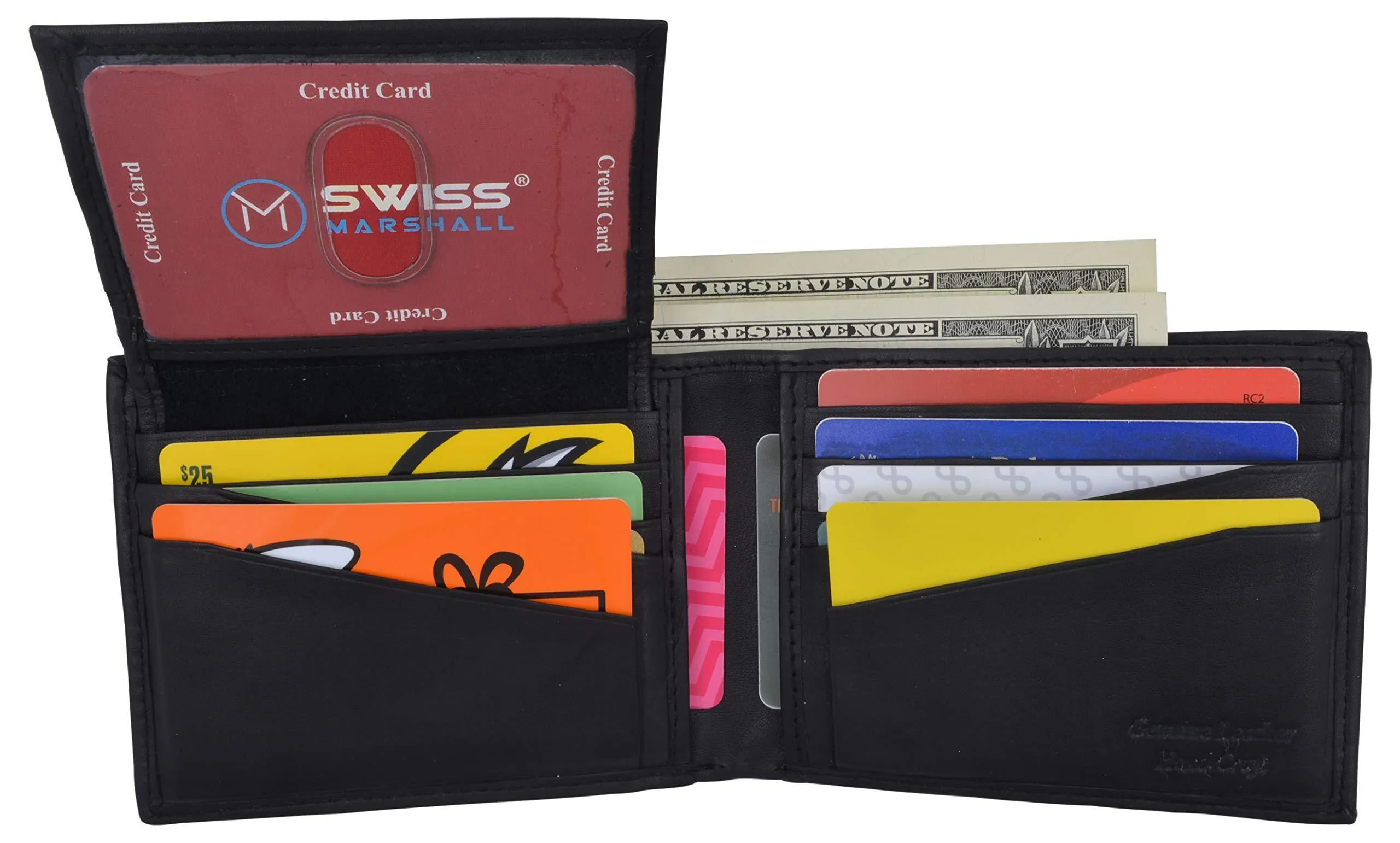 RFID Cow Napa Leather Bifold Wallet With Removable 2 ID Windows & Card Holder