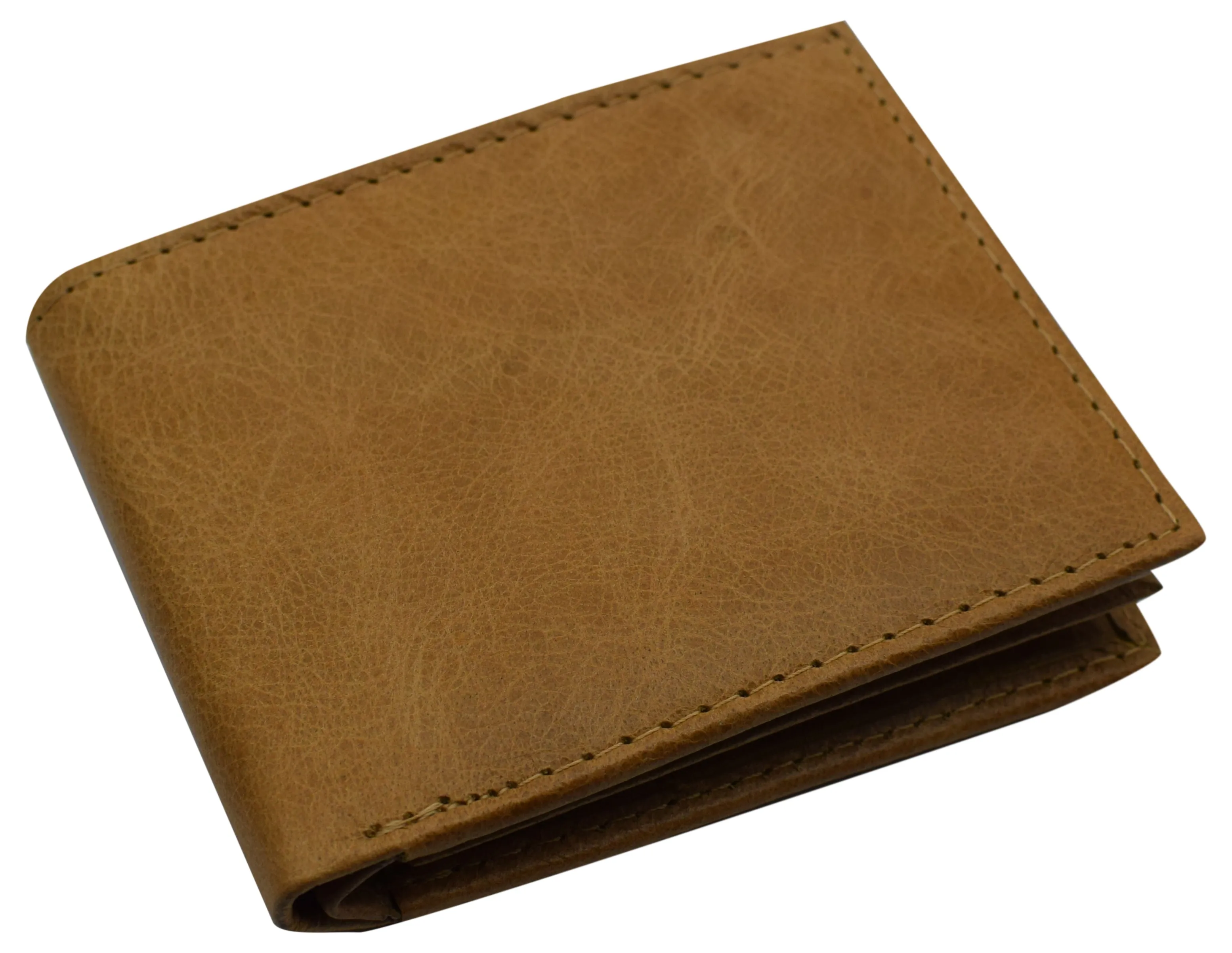 RFID621153TN Cowhide Leather Mens RFID Blocking Flap Up ID Window Bifold Tan Wallet for Men