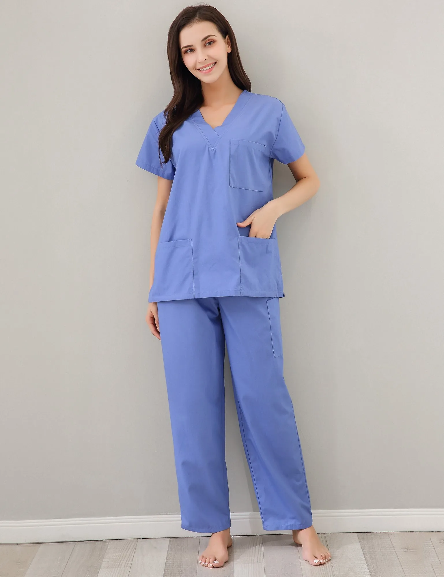 RH Women's Scrub Sets Uniform Medical Hospital Nursing V-Neck CargoPants RHW2847