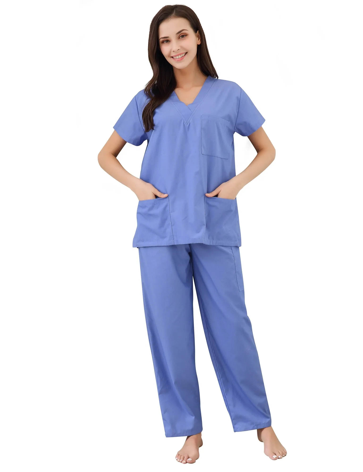 RH Women's Scrub Sets Uniform Medical Hospital Nursing V-Neck CargoPants RHW2847