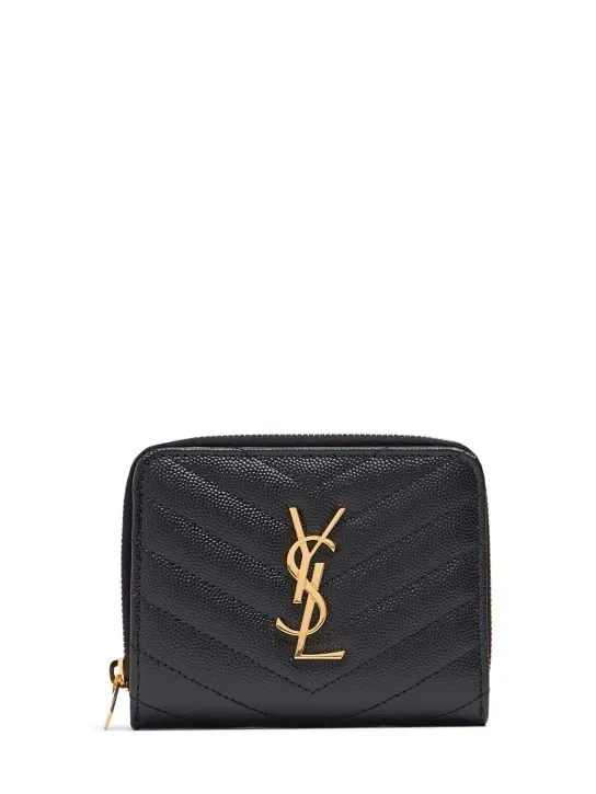 Saint Laurent   Logo leather zip wallet 