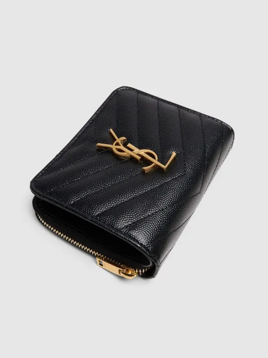 Saint Laurent   Logo leather zip wallet 