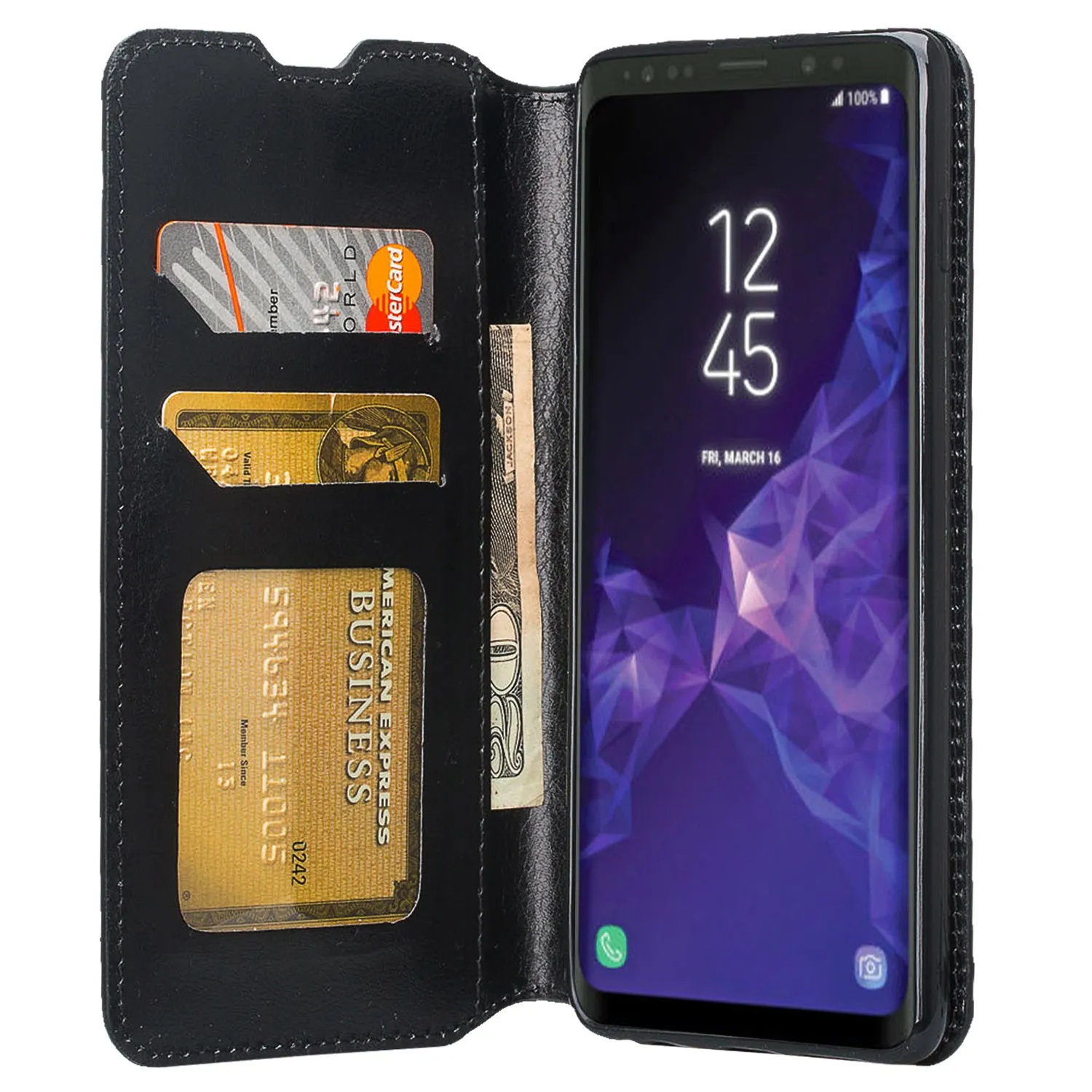 Samsung Galaxy S10 5G Case, SMG977U Wallet Case, Pu Leather Wallet Case [Kickstand] with ID & Credit Card Slots for Galaxy S10 5g - Black