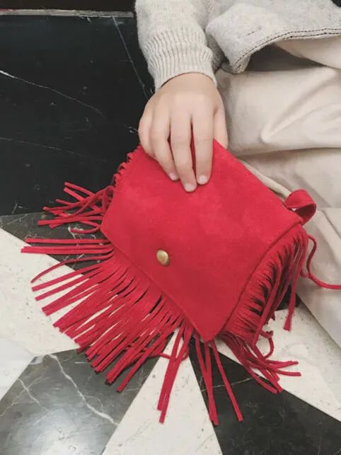 Sassy Suede Fringe Crossbody Bag