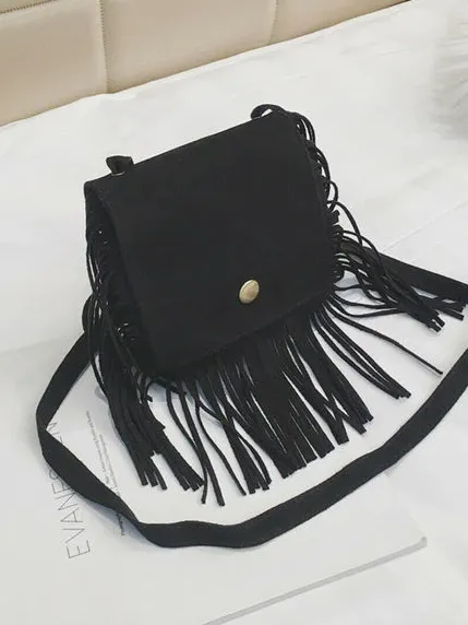 Sassy Suede Fringe Crossbody Bag