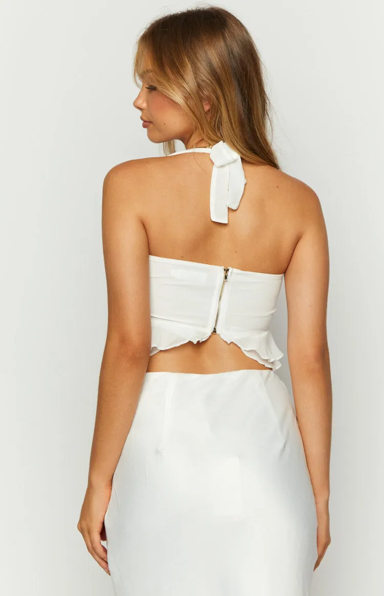 Seas White Chiffon Crop Top