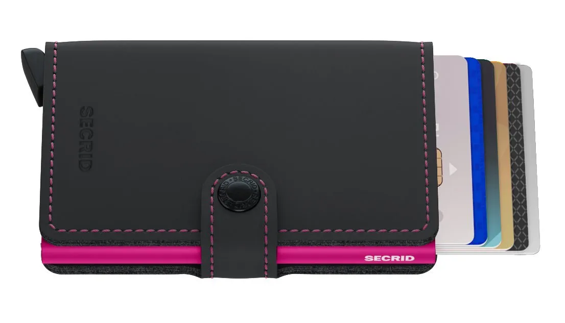 Secrid Mini Wallet Matte Black & Fuchsia