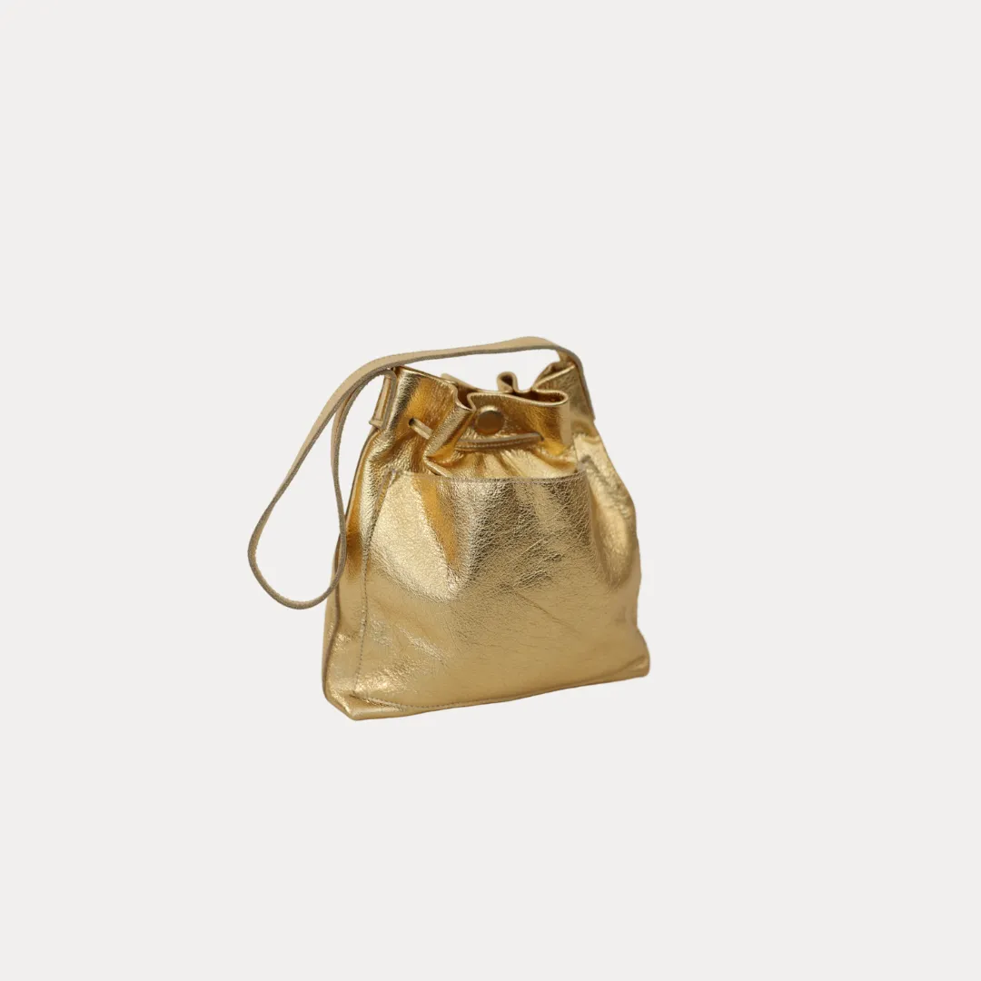 Shoulder Bag | Gold Metallic Leather