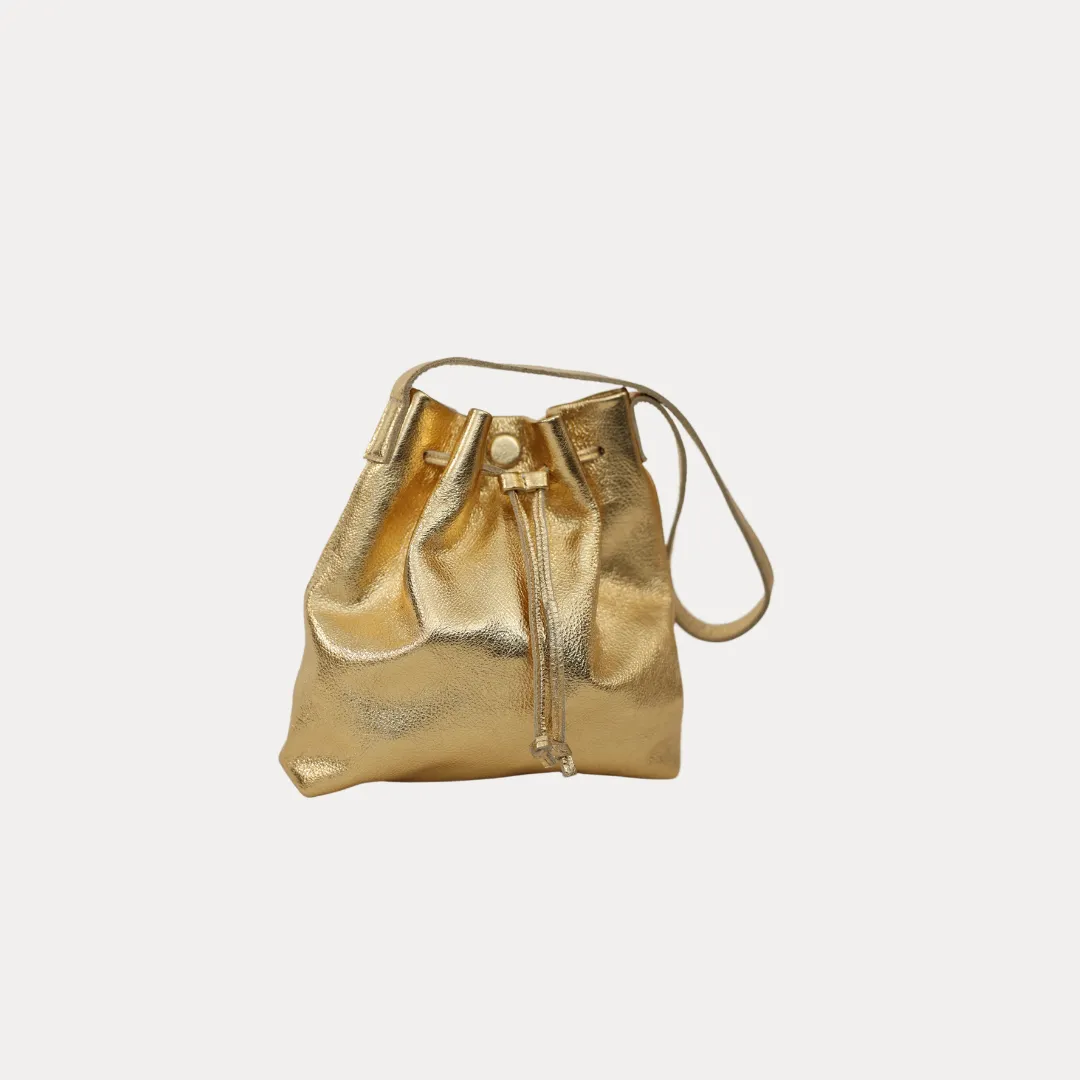 Shoulder Bag | Gold Metallic Leather