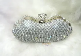 Silver Crystal Diamante Shaped Evening Party Cocktail Clutch Purse handbag