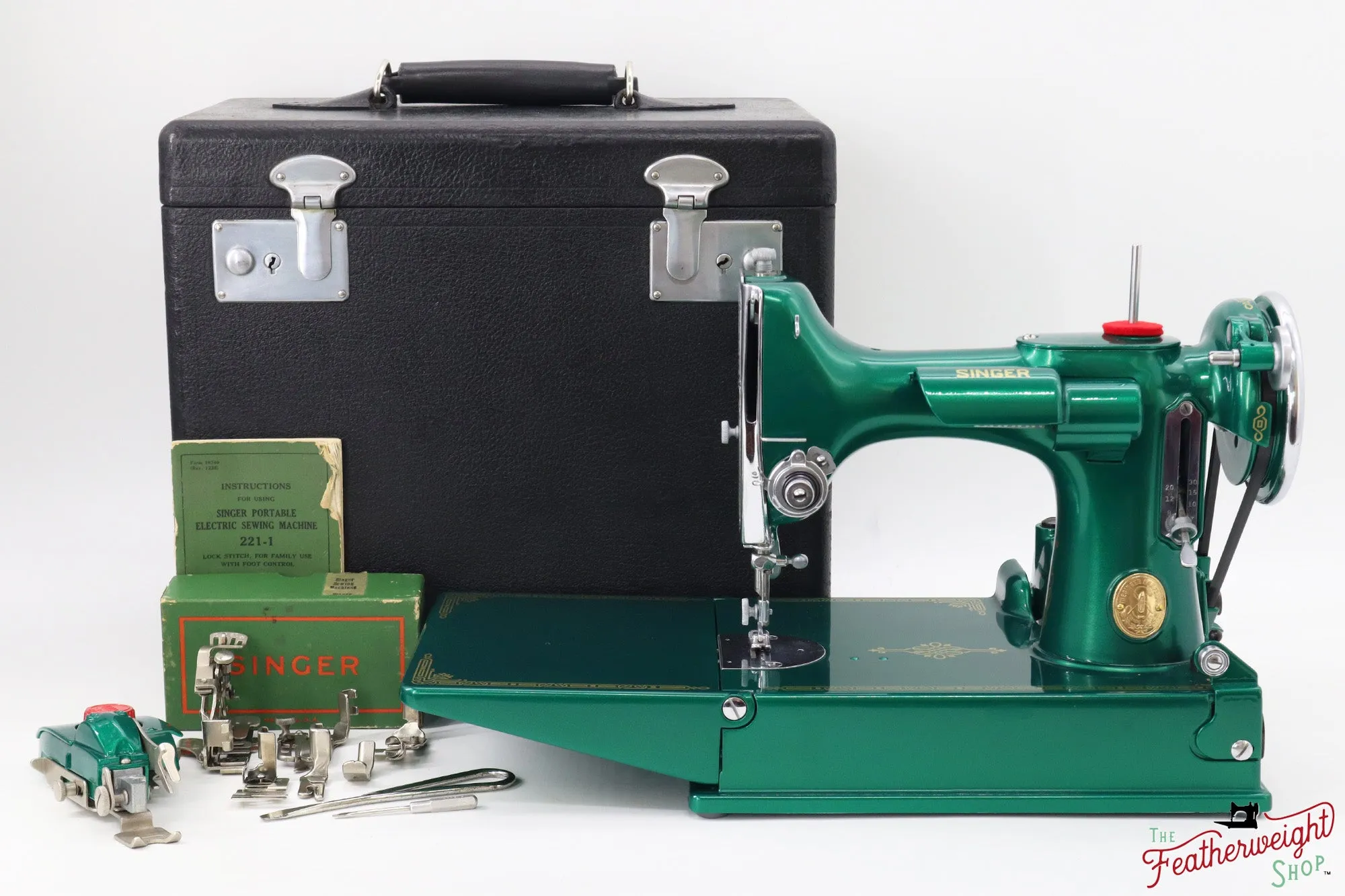 Singer Featherweight 221, AE055*** - Fully Restored in Emerald Green