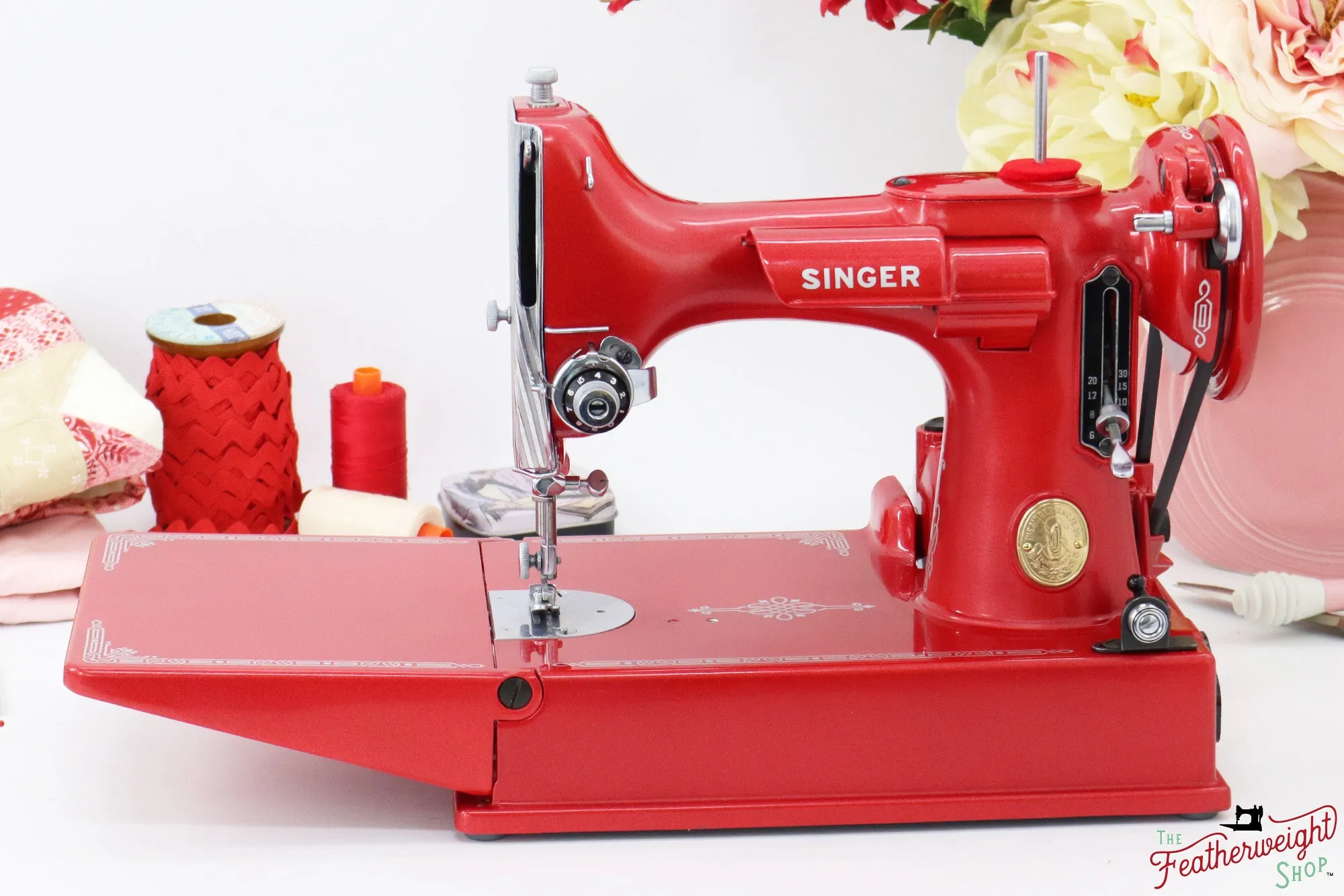 Singer Featherweight 221, AH318*** - Fully Restored in Candy Apple Red