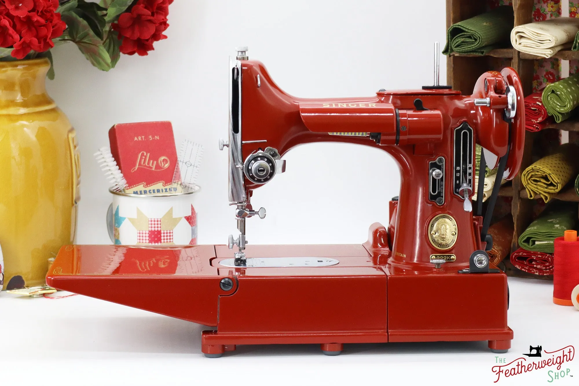 Singer Featherweight 222K - EK6335** - Fully Restored in Brick Red