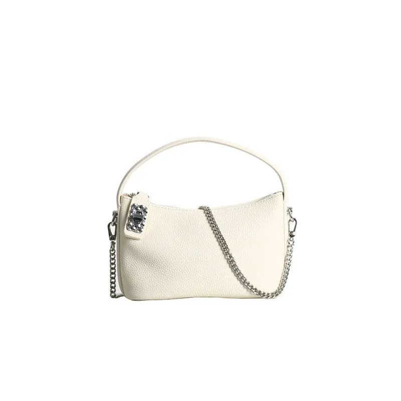 Small Moon Leather Handle Cross Body Bag