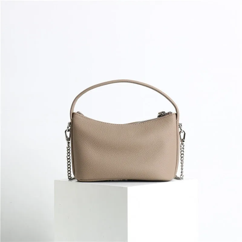 Small Moon Leather Handle Cross Body Bag