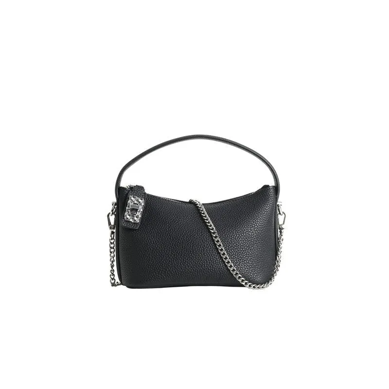 Small Moon Leather Handle Cross Body Bag