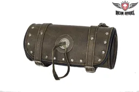 Studded Brown Leather Motorcycle Tool Bag