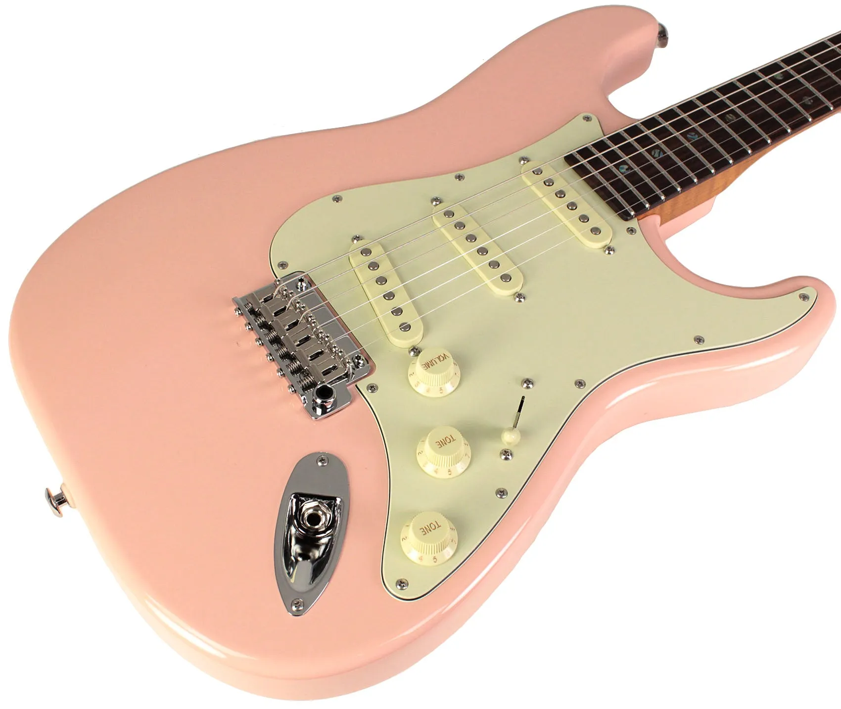 Suhr Select Classic S Guitar, Roasted Flamed Neck, Shell Pink, Rosewood